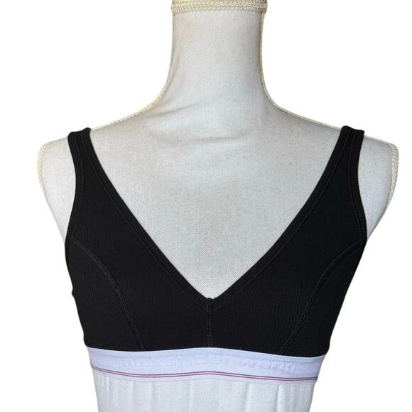 3 pk Alexander Wang bralette triangle ribbed jersey V neck monogram band S small - Picture 3 of 13